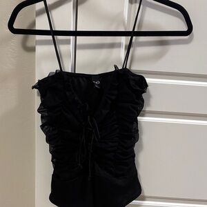 Windsor Black Ruffled Tie-Front Camisole